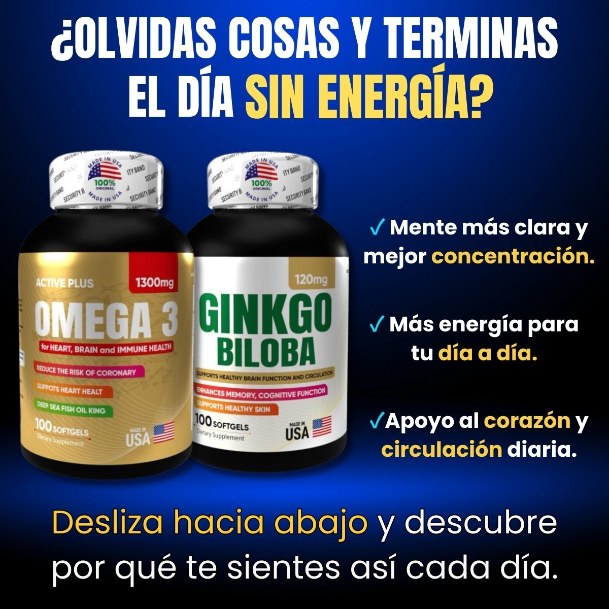 Dúo Saludable Omega 3 + Ginkgo Biloba