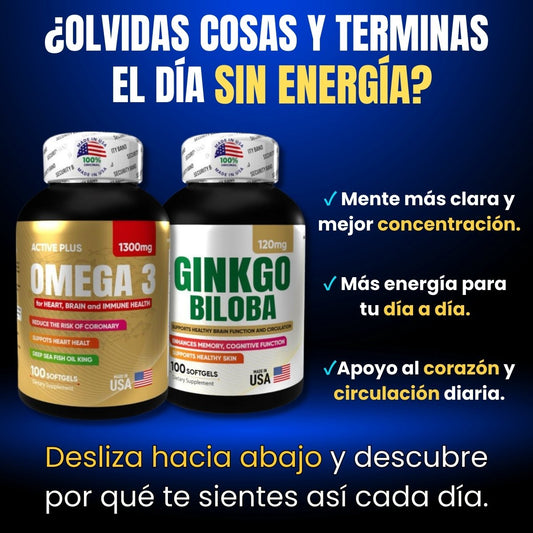 Dúo Saludable Omega 3 + Ginkgo Biloba