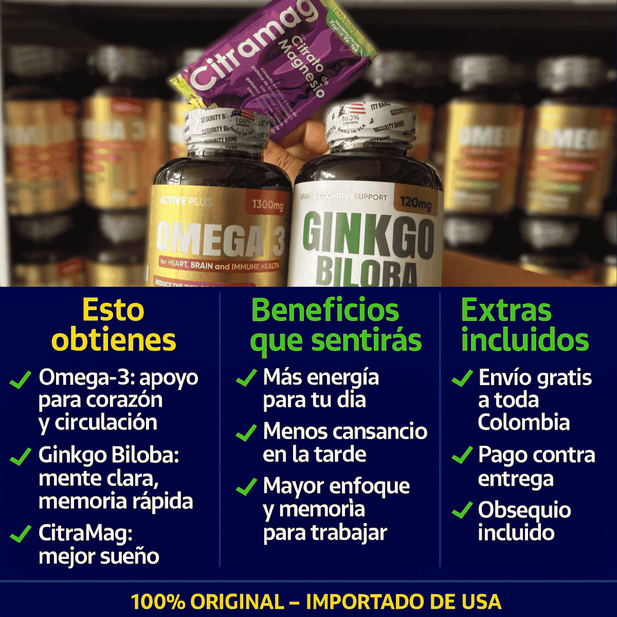 Dúo Saludable Omega 3 + Ginkgo Biloba